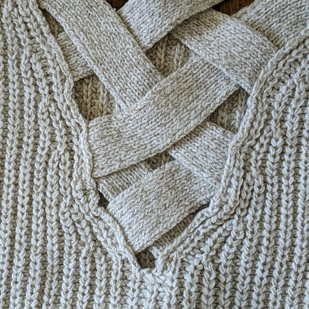 Grey and tan boxy crisscross back sweater - Picture 4 of 5